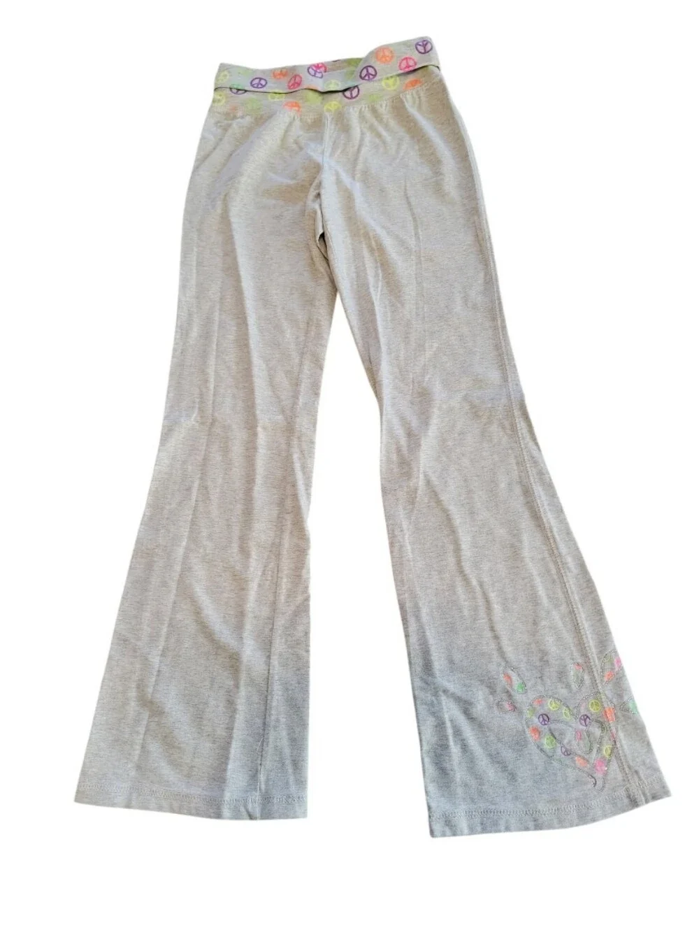 Nwot Justice Peace Love Gray Neon Color Silver Glitter Tank Pants Set Size 12